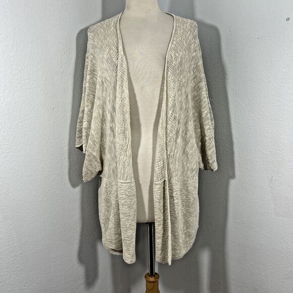Catherines Cardigan Womens 2X Beige Open Langenlook Minimalist Sweater - Picture 1 of 8